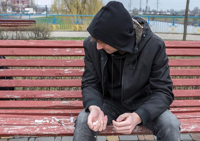 Drug addict on the street